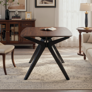 Sunvega Rubberwood Dining Table with Faux Wood Top for Your Dining Room