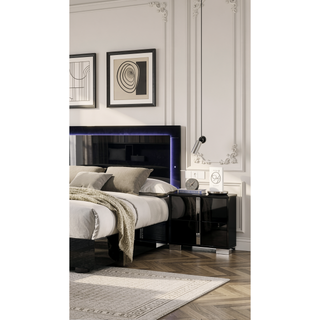 Sunvega Contemporary Bedroom Nightstand with Chrome Legs and UV Finish in Black