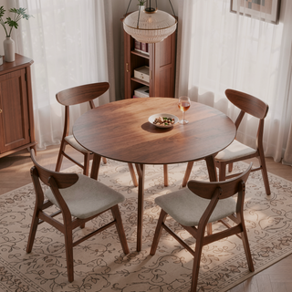 Sunvega 42 Inch Saving Place Dining Table with Wood Veneer Top for Kitchen Living Room