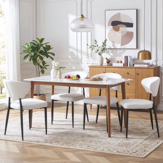 Sunvega Ergonomic Dining Chair with Curved Backrest and Soft PU Cushion for Comfortable Seating