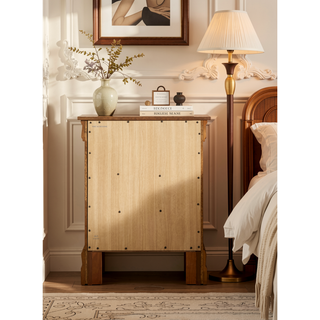 Sunvega Durable Solid Oak Nightstand with Three Spacious Drawers for Essentials
