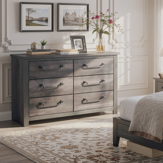 Sunvega Gray Finish 2-Drawers Storage Nightstand with Metal Glides and Drop Handles