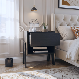 Sunvega Nightstand with One Drawer and Open Shelf for Bedroom or Living Room