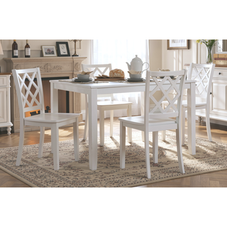 Sunvega White Finish Classic Transitional Dining Set with Table and Four Chairs