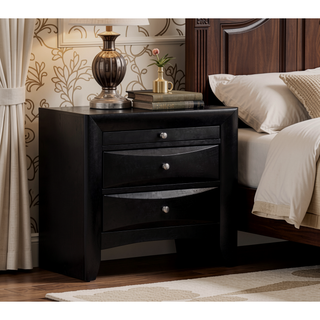 Sunvega Contemporary 2 Drawer Nightstand End Table with Jewelry Tray in Brown Finish