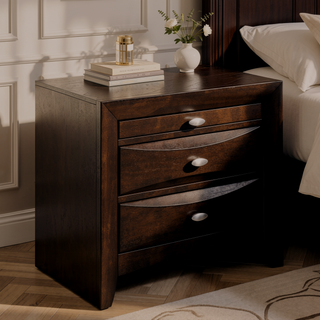 Sunvega White Nightstand with Two Spacious Drawers and Top Tray for Bedside