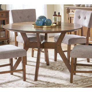 Sunvega Mid-Century Modern Light Oak Finish 52-inch Round Dining Table with X-Base
