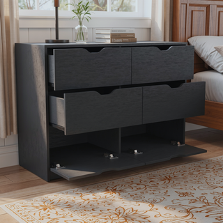 Sunvega Four Drawer Curio with Two Doors and Black Wengue Finish