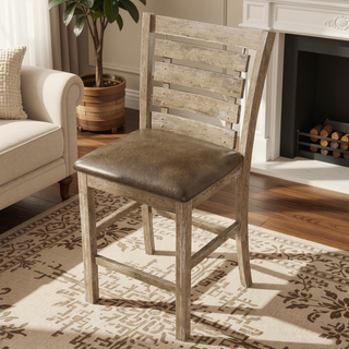 Sunvega Modern Farmhouse Solid Wood Ladderback Counter Height Chairs with Upholstered Cushion