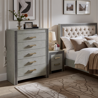 Sunvega Silver Nightstand with Spacious Drawers and Hidden Jewelry Compartment