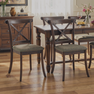 Sunvega Modern Polyester Upholstered Cross Back Dining Chairs Set of 2