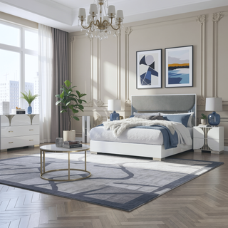 Sunvega White Nightstand with Spacious Drawers and Curved Fronts
