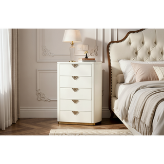 Sunvega Sleek High Gloss Modern Rounded Design Five Spacious Drawers Chest