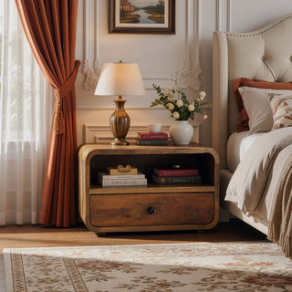 Sunvega Large Oak-ish Floating Bedside with Drawer and Open Shelf