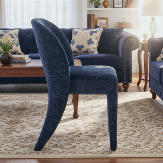 Sunvega Grey Chenille Dining Chairs with Hollowed-Out Backrest Set of 2