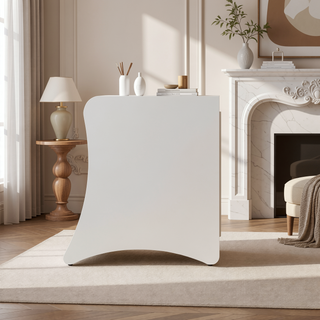 Sunvega Mid-Century Modern White Nightstand with Two Spacious Drawers