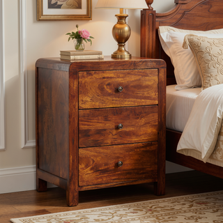 Sunvega Timeless Elegance 3-Drawer Chestnut Brown Nightstand with Clean Lines