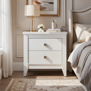 Sunvega High Quality Multifunctional Nightstand with Two Drawers and Superior Top