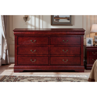 Sunvega Dark Gray Dresser with Six Spacious Drawers and Brushed Nickel Handles