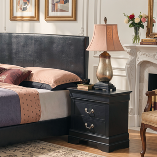 Sunvega Chic Black Nightstand for Compact Bedrooms with No Assembly