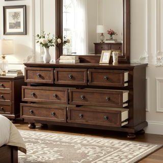 Sunvega Gray Modern Nightstand with Full Extension Drawers and Felt-Lined Top