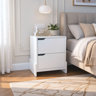 Sunvega Luss Nightstand with Two Spacious Drawers and Sleek Modern Design