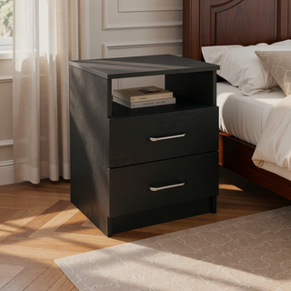 Sunvega Nightstand with Two Drawers and Shelf for Bedroom or Living Room End Table