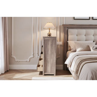 Sunvega Rustic Light Grey Modern Style 1pc Chest Of Drawers 5-Drawers Storage Cabinet