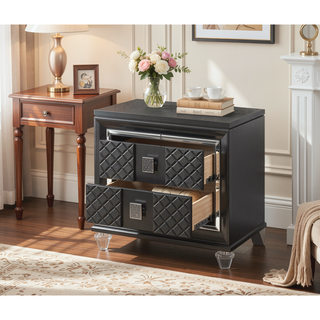 Sunvega Sawyer Nightstand with Two Spacious Drawers and Sparkling Trim