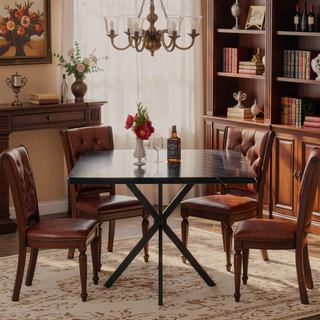 Sunvega Square Dining Table with MDF Top and Carbon Iron Legs for Kitchen Dining Room