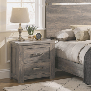 Sunvega Weathered Gray Contemporary Wood Nightstand with Two Spacious Dovetail Drawers