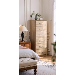 Sunvega Sandle Wood Contemporary Nightstand with Spacious Top for Compact Spaces