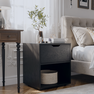 Sunvega 19.7 Inch High Nightstand End Table with Open Shelf and Drawer