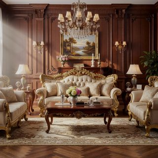 Sunvega Light Gold PU Leather Upholstered Accent Bench with Resin Details for Living Room