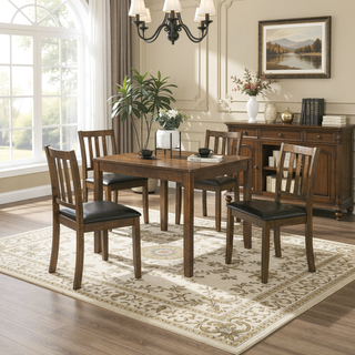 Sunvega Five-Piece Contemporary Dining Set with Square Table and Four Chairs