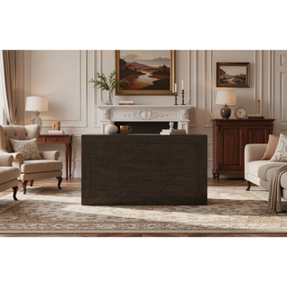 Sunvega Antique White Finish Wooden Bench with Gray Textured Fabric Upholstered Seat