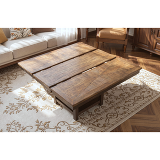 Sunvega Dark Brown Dining Table with Extendable Leaf and Bottom Shelf