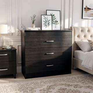Sunvega Three Drawer Dresser with Superior Top in Black Wengue Finish