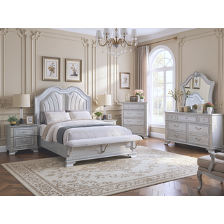 Sunvega Contemporary 5-Drawers Chest with Gray Finish and Crystal Knobs