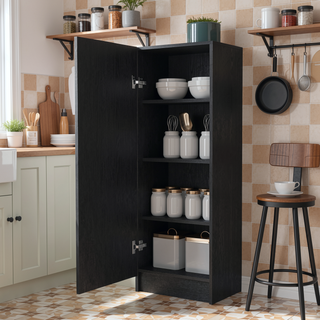 Sunvega Miami Single Door Pantry with Four Interior Shelves for Kitchen Storage