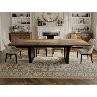 Sunvega Double Pedal Table in Latte Finish with Leaf and Elm Veneers