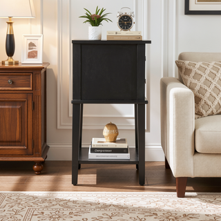 Sunvega Elegant Contemporary Nightstand with Open Shelf for Compact Storage