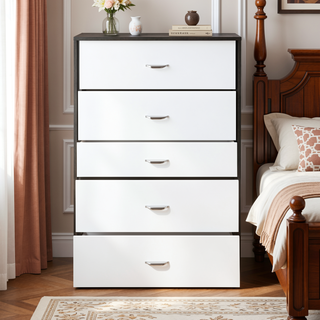 Sunvega Durable Wood Chest with Five Drawers for Bedroom Storage