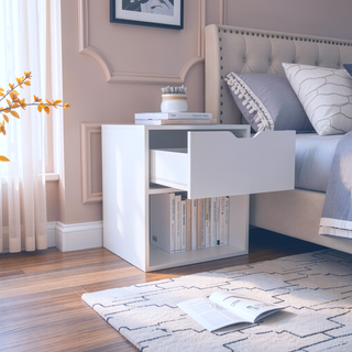 Sunvega 50x40x60 cm Nightstand End Table with Spacious Sliding Drawer