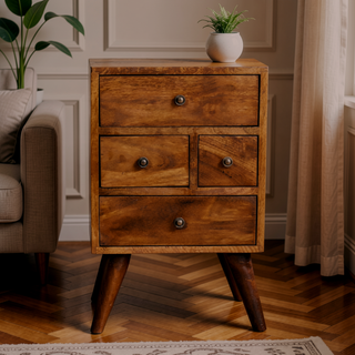 Sunvega Timeless Elegance Multi Drawer Chestnut Brown Bedside Table