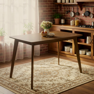 Sunvega Retro Chestnut Dining Table with Angled Legs and Solid Wood Construction