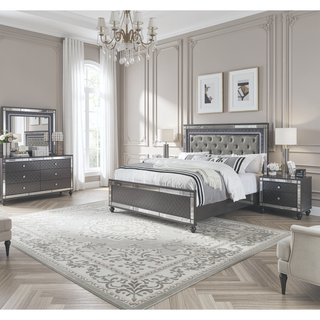 Sunvega Glam Style 2 Drawer Nightstand with Mirror Plating and Tapered Legs