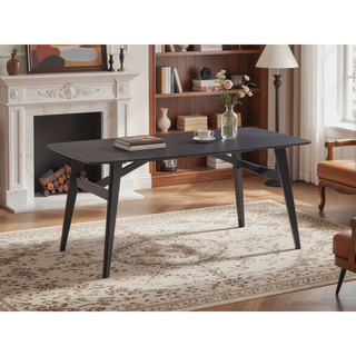 Sunvega Eliora Black Finish Wooden Dining Table with Fixed Table Top