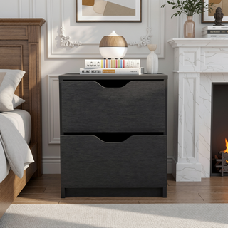 Sunvega Two Drawer Nightstand with Black Wengue Finish for Bedroom