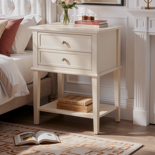 Sunvega Elegant Contemporary Nightstand with Open Shelf for Compact Storage
